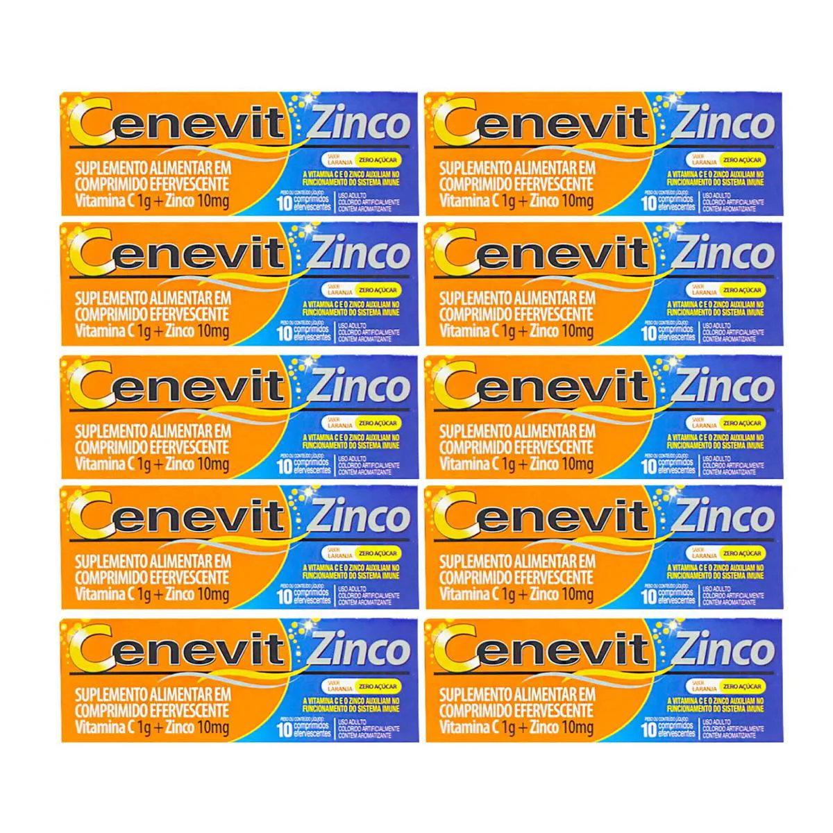 CENEVIT ZINCO 1MG COM 10 CP - KIT COM 10 UNIDADES - VIT C