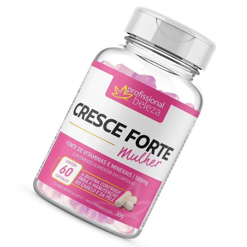 CRESCE FORTE MULHER 500G PROFISSIONAL BELEZA 60 CáPSULAS