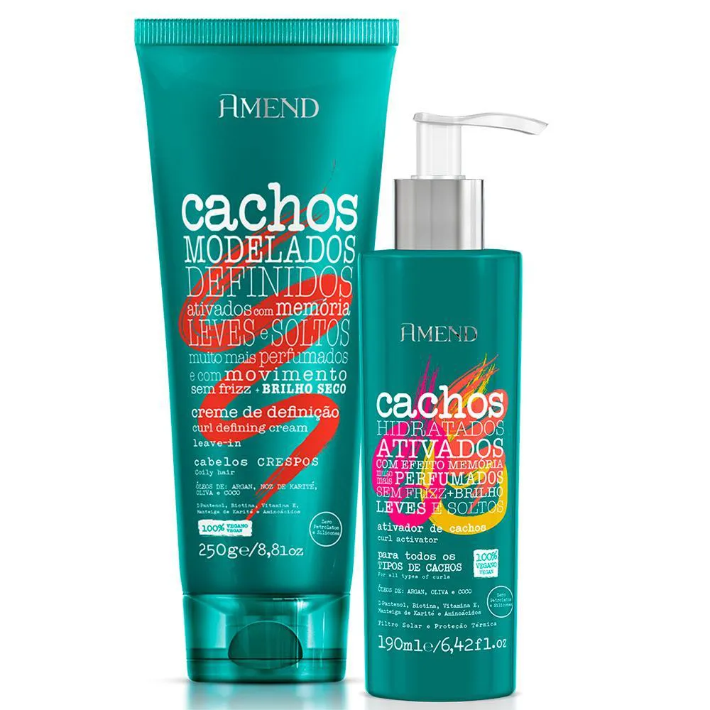 KIT ATIVADOR DE CACHOS + LEAVE-IN CACHOS CRESPOS AMEND 250G