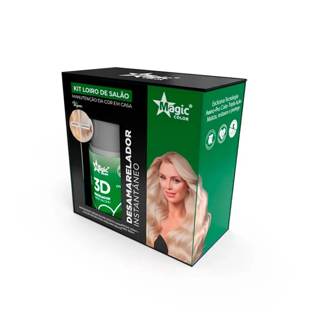 KIT LOIRO DE SALãO GREEN BLOND EFEITO CHAMPAGNE MAGIC COLOR