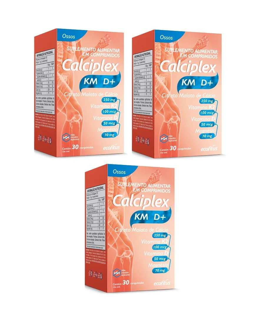KIT 3 SUPLEMENTO CALCIPLEX KM D+ 30 CáPSULAS - ECOFíTUS
