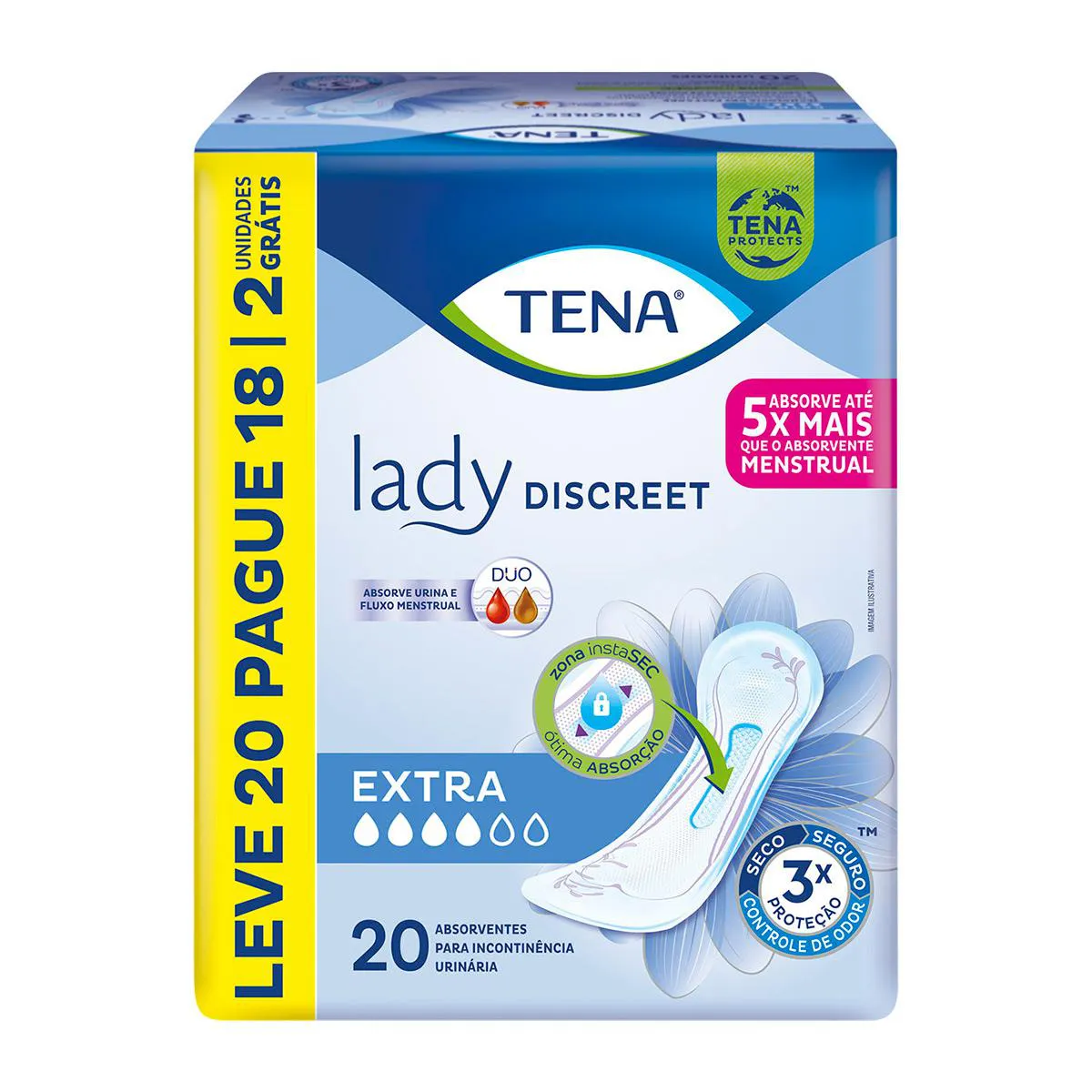 Absorvente para Incontinência Urinária Tena Lady Discreet Extra Duo 20 unidades