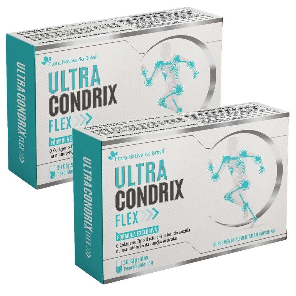 KIT 2X ULTRA CONDRIX FLEX (COLáGENO TIPO 2, CURCUMINA, MSM, ÁCIDO HIALUR. E VITAMINAS) 30 CáPSULAS - FLORA NATIVA
