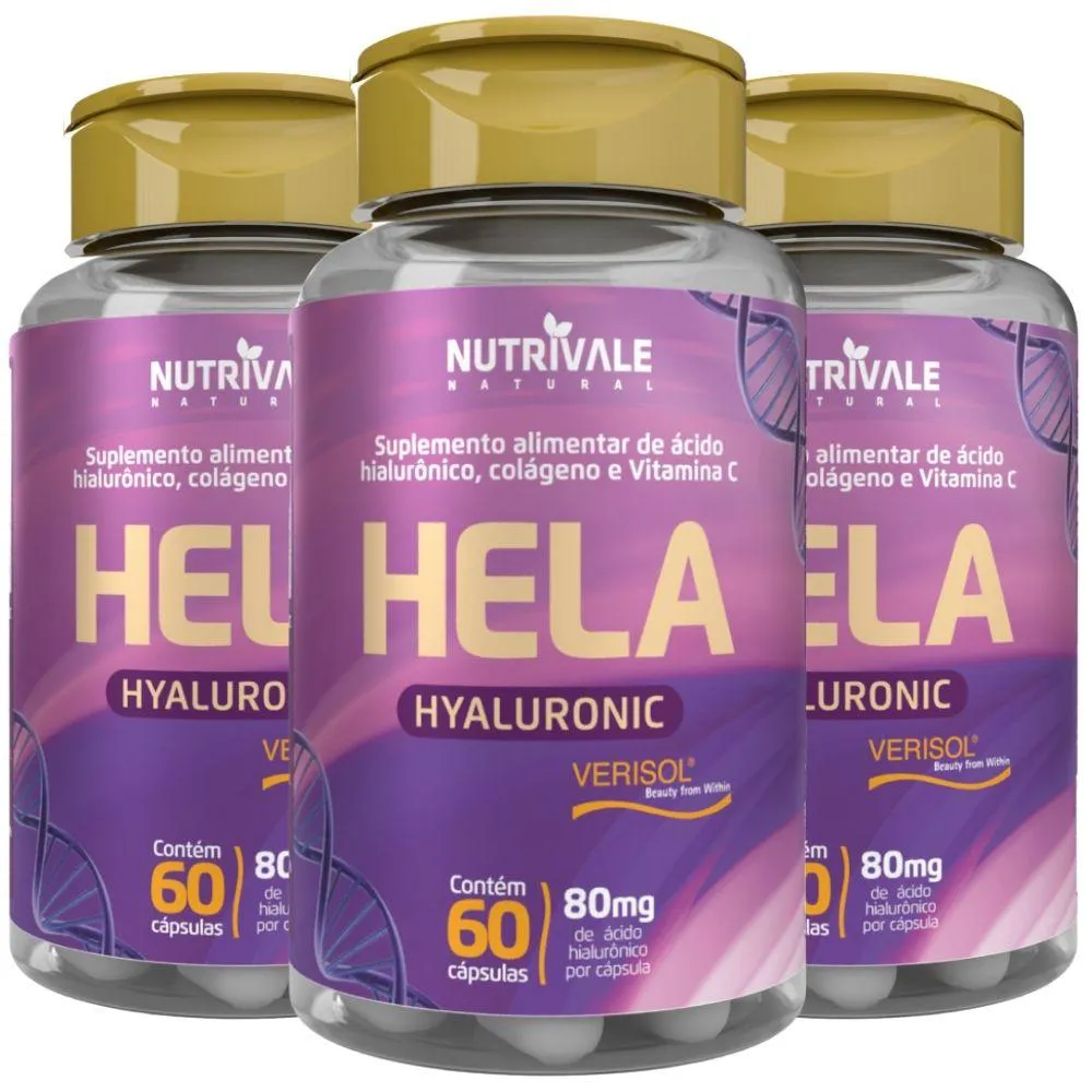 KIT 3X HELA (ÁCIDO HIALURôNICO HAPLEX®) 60 CáPSULAS - NUTRIVALE