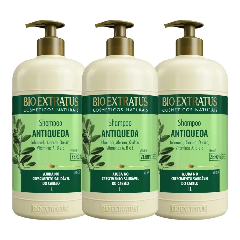 KIT 3 SHAMPOO ANTIQUEDA JABORANDI 1 L BIO EXTRATUS