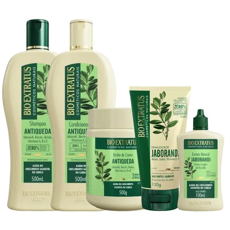 KIT 1 SHAMP 1 COND 1 BANHO ANTIQUEDA JABORANDI 500 ML + 1 FINALIZADOR + 1 TONICO