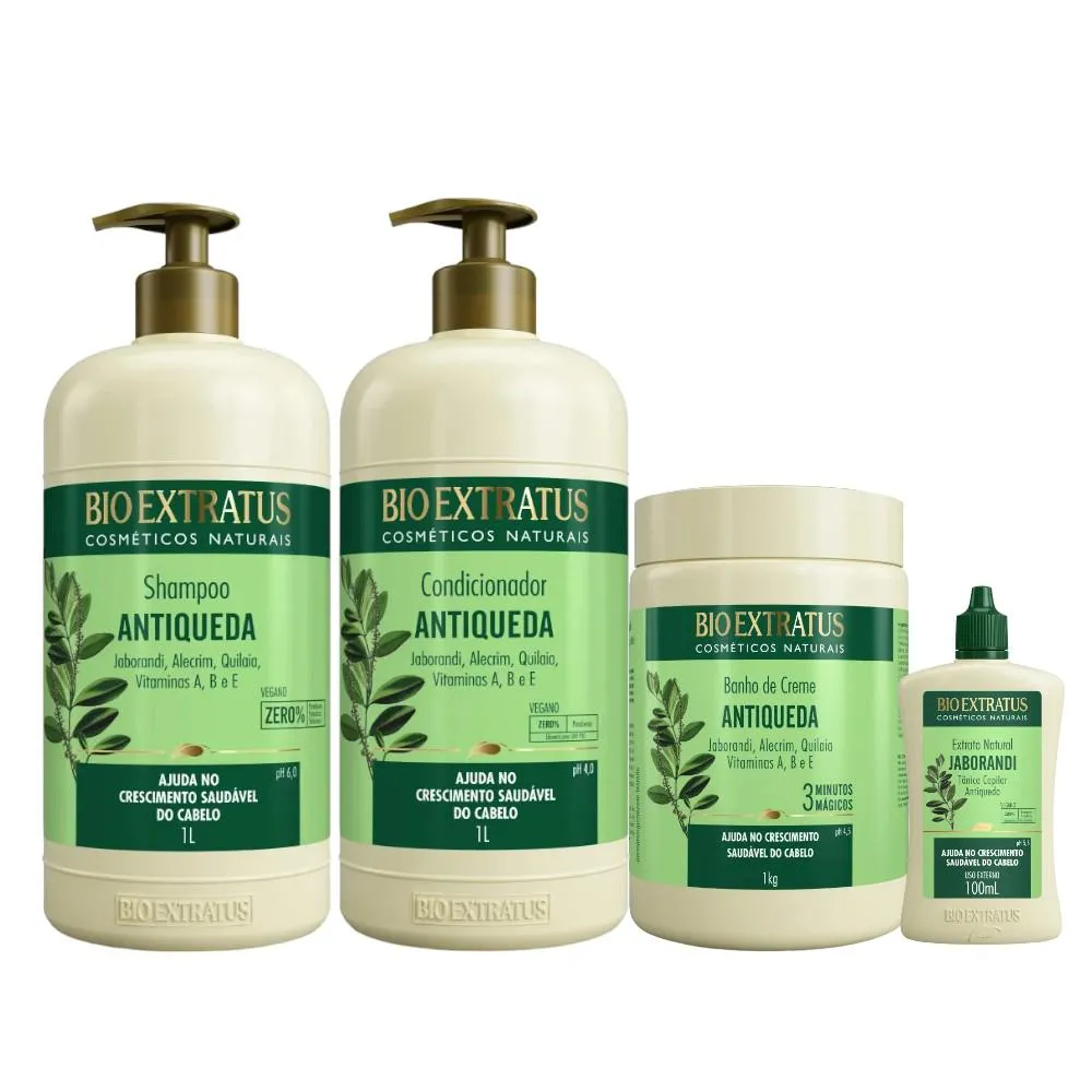 KIT 1 SHAMPOO 1 CONDICIONADOR 1 BANHO CREME JABORANDI 1 LITRO 1 TONICO