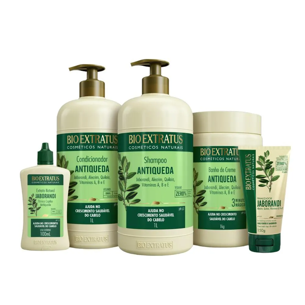 KIT 1 SHAMP 1 COND 1 BANHO CREME 1 LITRO 1 TONICO 1 FINALIZADOR JABORANDI