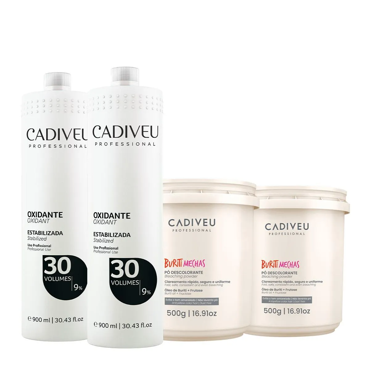 KIT CADIVEU PROFESSIONAL EXTRA OXIDANTE 30V E EXTRA BURITI MECHAS (4 PRODUTOS)
