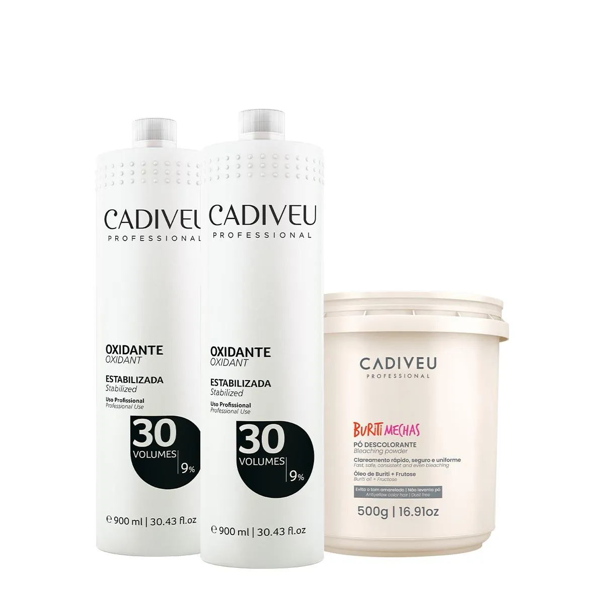 KIT CADIVEU PROFESSIONAL OXIDANTE EXTRA 30V E BURITI MECHAS (3 PRODUTOS)