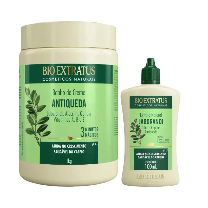 KIT JABORANDI CONTROLE DE QUEDA 1 BANHO DE CREME 1KG 1 TôNICO CAPILAR 100ML
