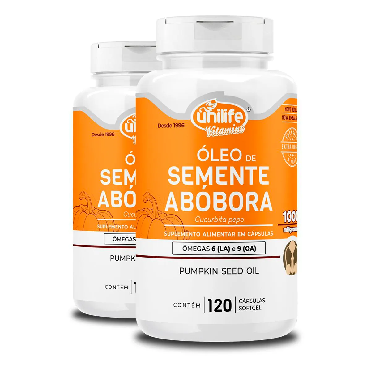 KIT 2 ÓLEO DE SEMENTE DE ABóBORA UNILIFE 120 CáPSULAS