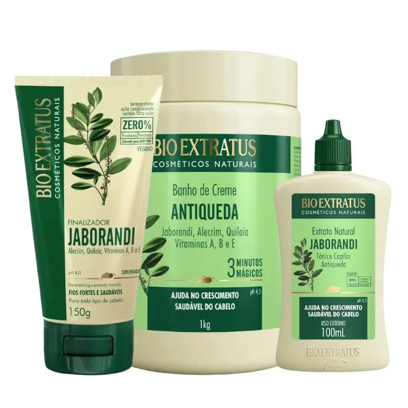 KIT JABORANDI FINALIZAçãO CAPILAR E CONTROLE DE QUEDA 1 BANHO 1KG 1 FINALIZADOR 150ML 1 TôNICO 100ML