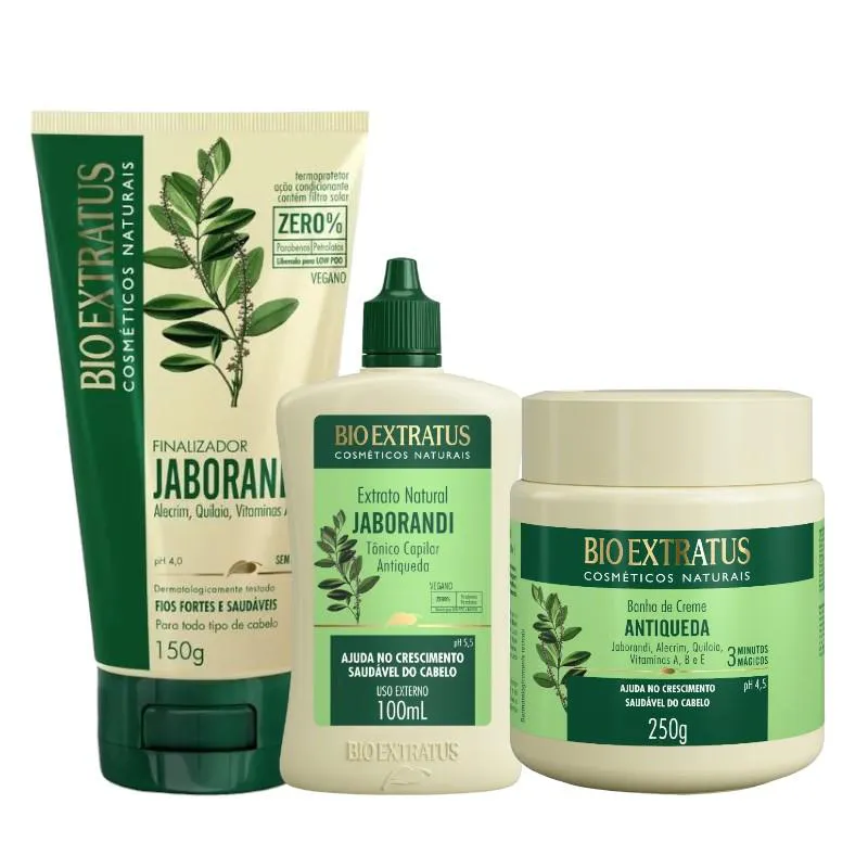 KIT JABORANDI FINALIZAçãO CAPILAR E CONTROLE DE QUEDA 1 BANHO 250ML 1 FINALIZADOR 150ML 1 TôNICO 100ML