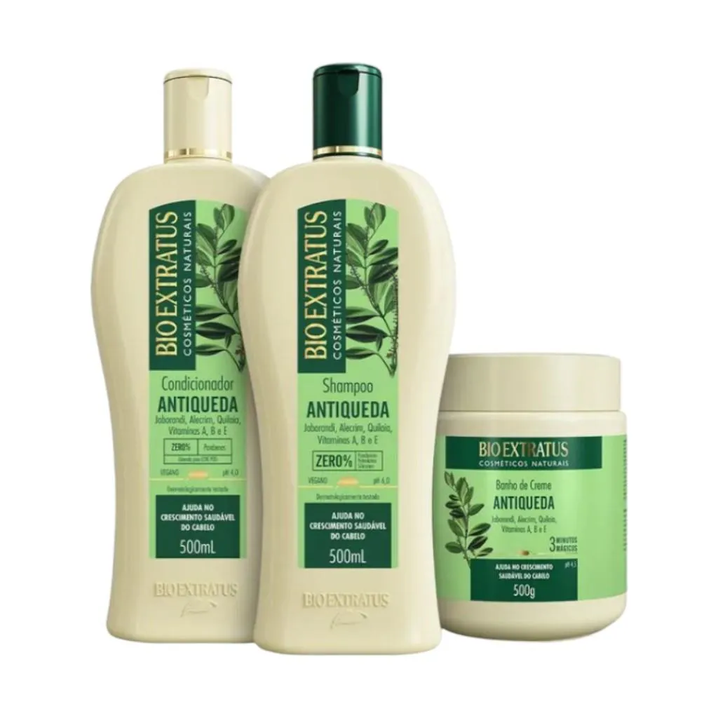 KIT 1 SHAMPOO 1 CONDICIONADOR 1 BANHO CREME ANTIQUEDA JABORANDI 500 ML