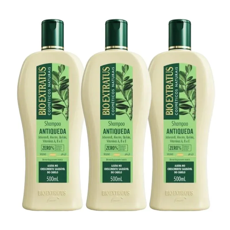 KIT 3 SHAMPOO  ANTIQUEDA JABORANDI 500 ML BIO EXTRATUS