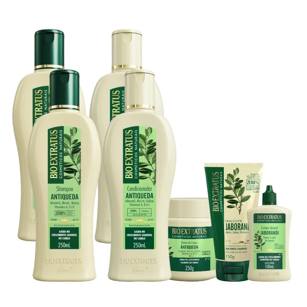 KIT 2 SHAMP 2 COND 1 BANHO CREME 250 ML 1 TONICO 1 FINALIZADOR JABORANDI
