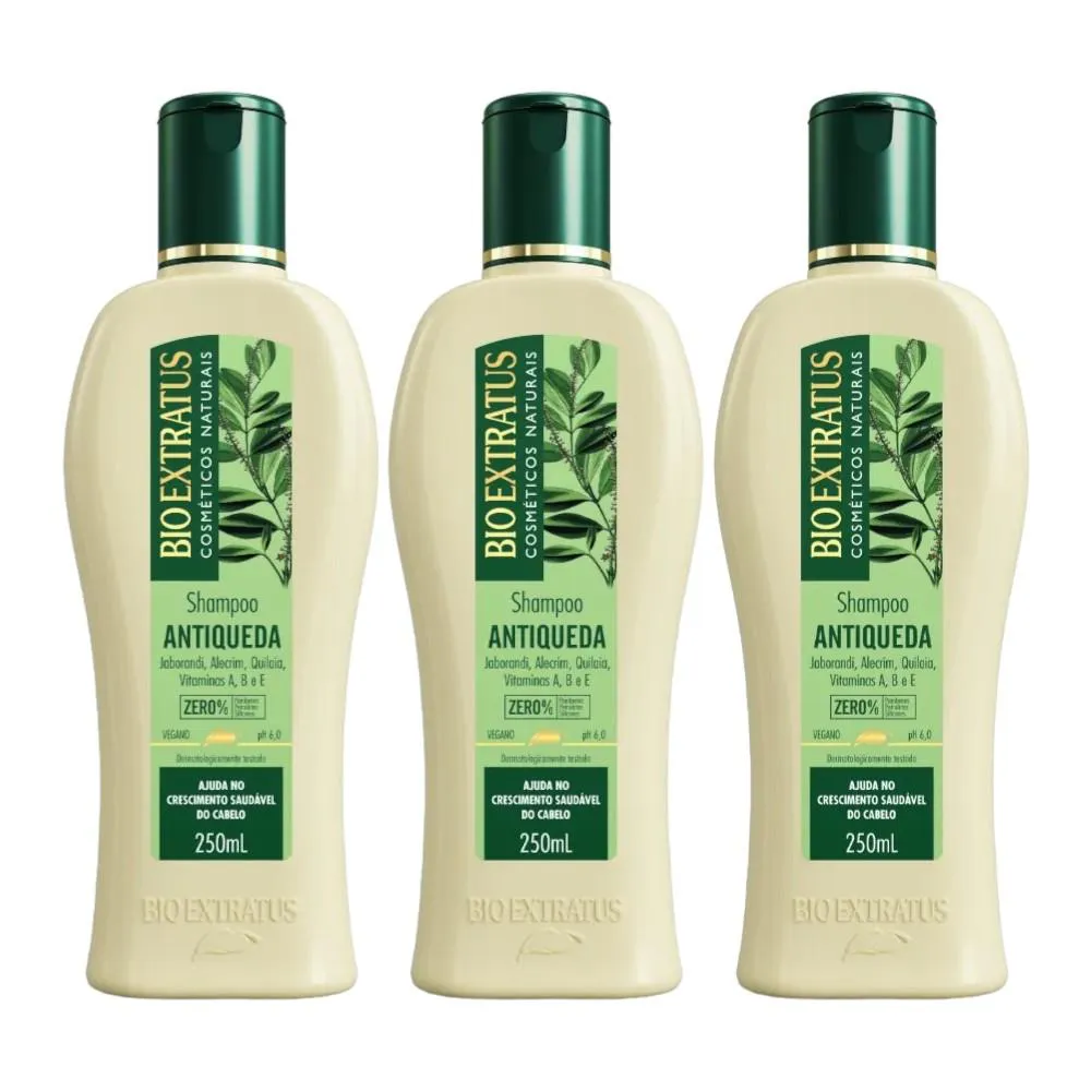 KIT 3 SHAMPOO ANTIQUEDA JABORANDI 250 ML BIO EXTRATUS