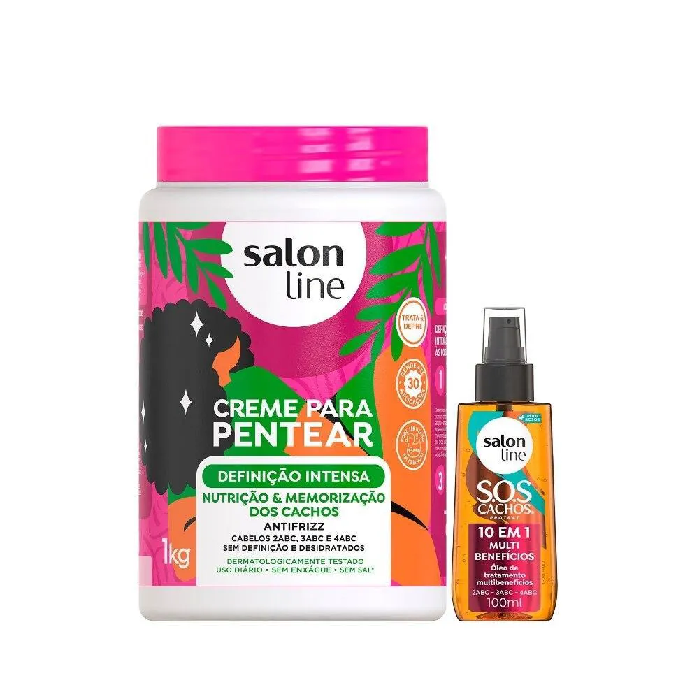 KIT DEFINIçãO E MULTIBENEFíCIOS COM CREME PARA PENTEAR E ÓLEO