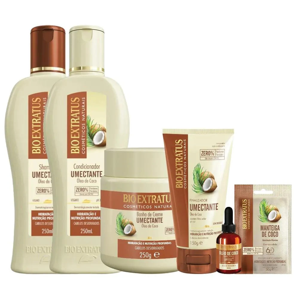 KIT COMBO 6 PRODUTOS BIO EXTRATUS LINHA UMECTANTE COCO