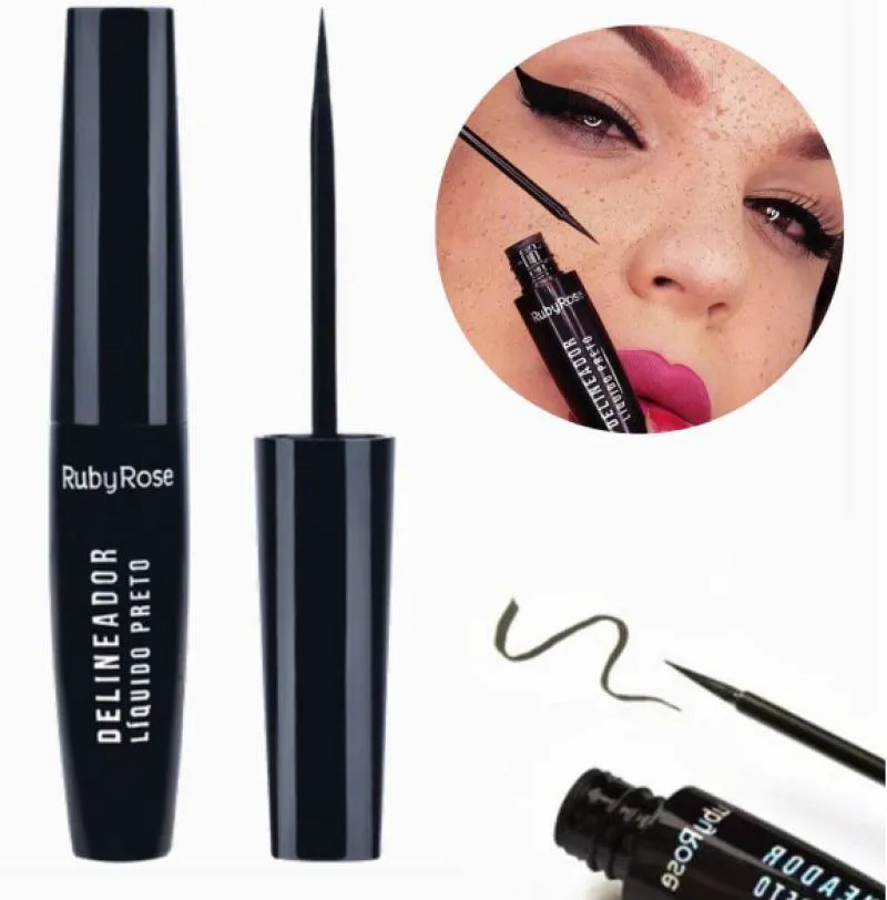 DELINEADOR LíQUIDO PRETO RUBY ROSE HB-8406 OLHOS DELINEAR DELINEADORA DELINEADO GATINHO