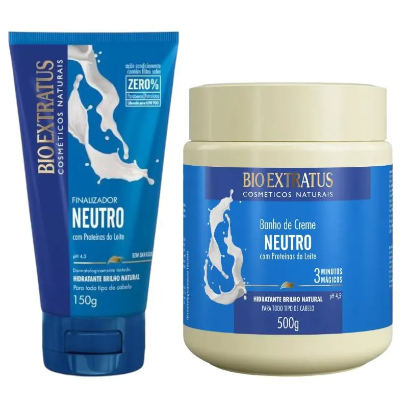 KIT NEUTRO FINALIZAçãO CAPILAR 1 BANHO DE CREME 500ML 1 FINALIZADOR 150ML