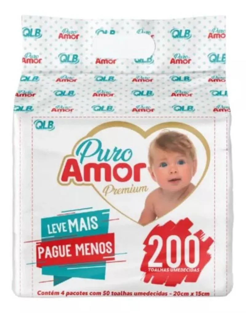 TOALHA E LENçO UMEDECIDO PURO AMOR PREMIUM 200UN