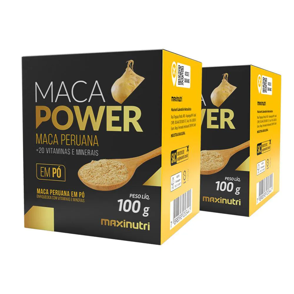 KIT 2 MACA POWER Pó 100G COM VITAMINAS E MINERAIS MAXINUTRI