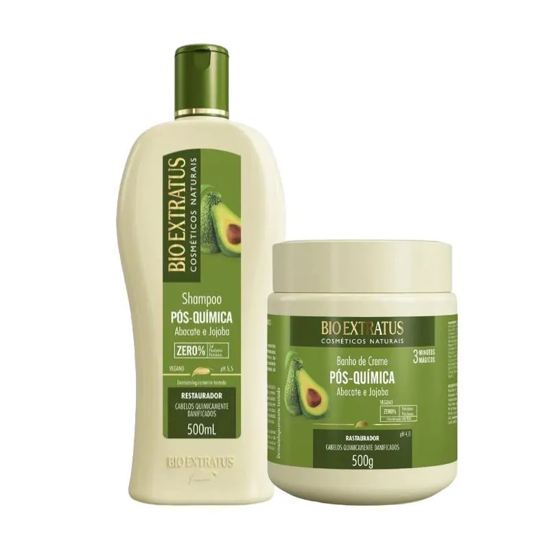 KIT 1 SHAMPOO 1 BANHO CREME TRATAMENTO RESTAURADOR PóS QUIMICA  500 ML