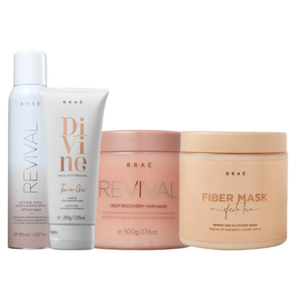 KIT BRAé REVIVAL DUO MASK FIBER TEN IN ONE (4 PRODUTOS)