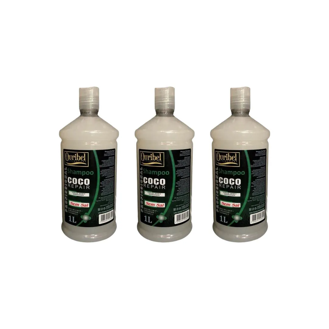 SHAMPOO OURIBEL 1000ML COCO REPAIR - KIT C/3UN