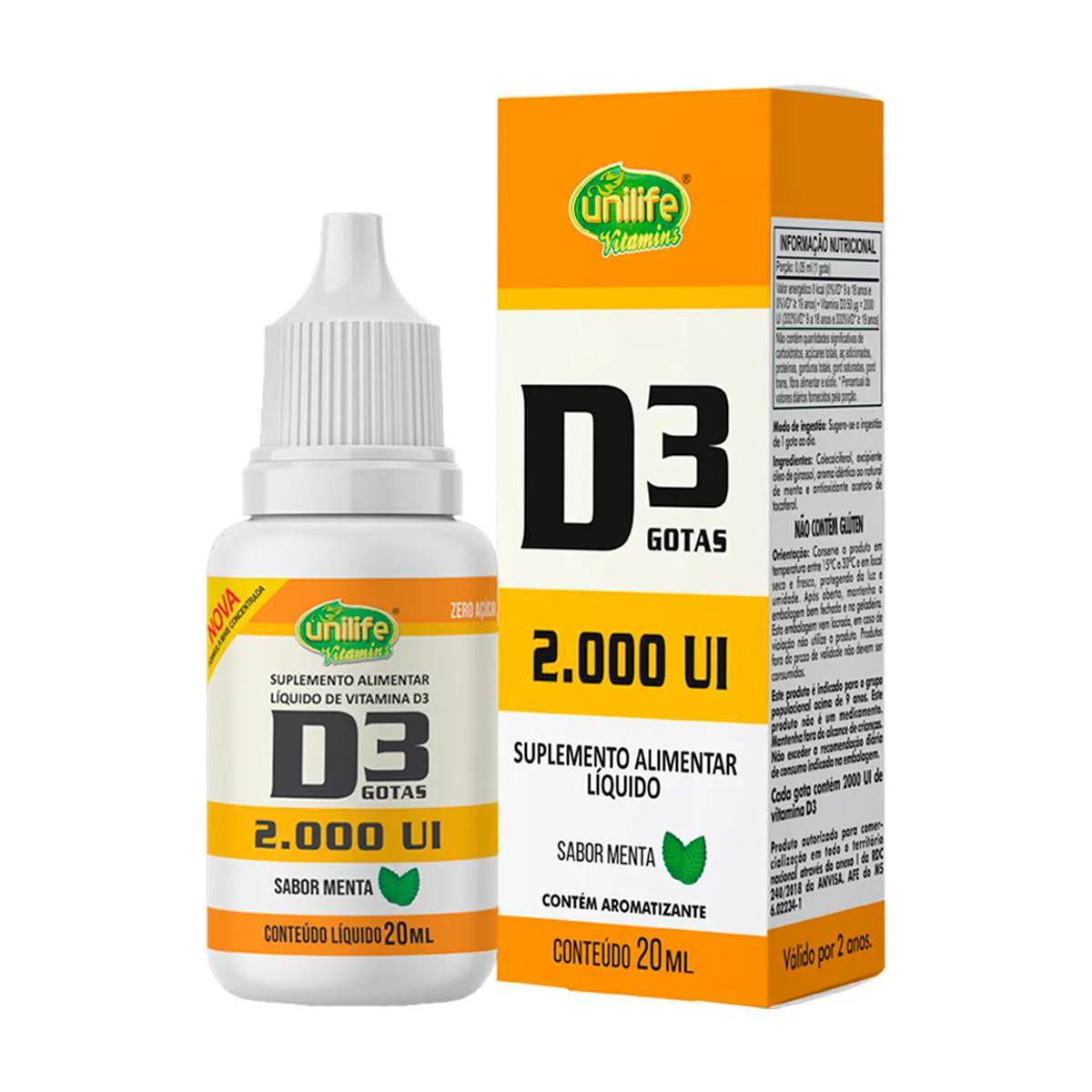 Vitamina D 2000UI Unilife Menta 20ml
