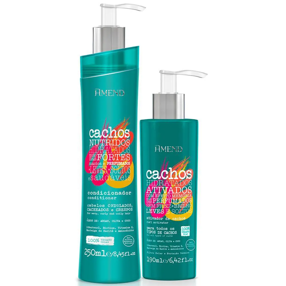 KIT CACHOS CONDICIONADOR + ATIVADOR DE CACHOS AMEND 190ML