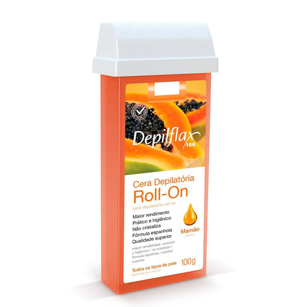 REFIL CERA DEPILATóRIA ROLL ON MAMãO DEPILFLAX 100G