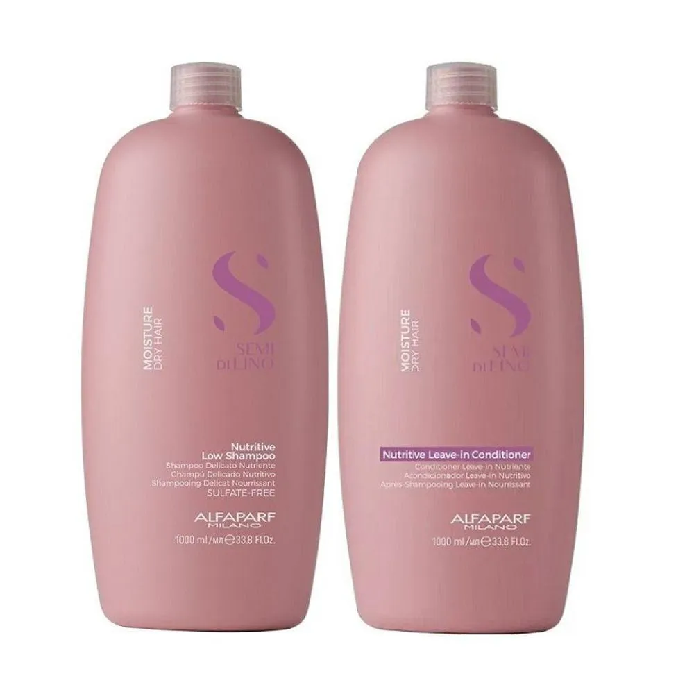 KIT SHAMPOO E CONDICIONADOR LEAVE-IN ALFAPARF SEMI DI LINO MOISTURE GRANDE