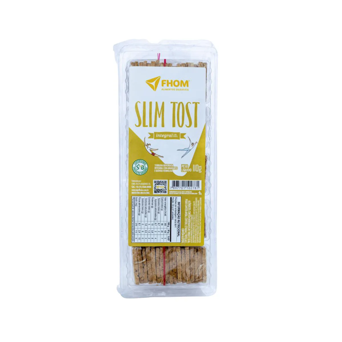 Torrada Slim Tost Artesanal Integral com Grãos 110g Vegano FHOM