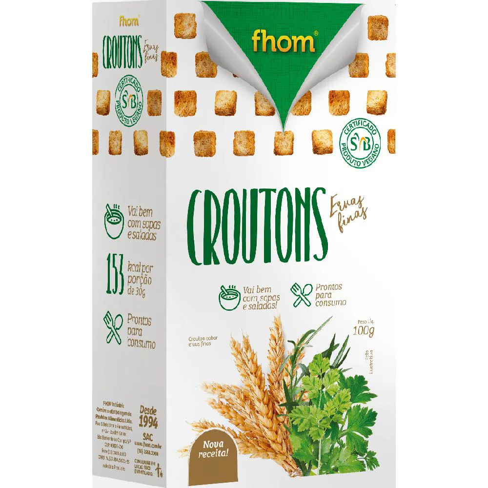 Crouton Ervas Finas Caixa 100g Vegano FHOM