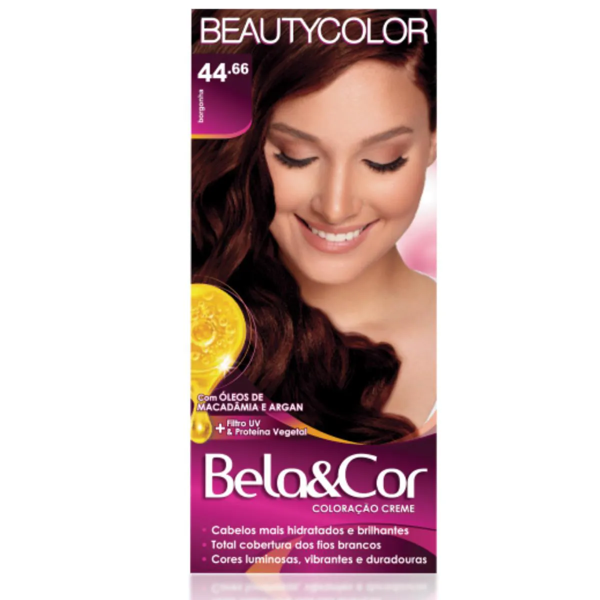 TINTA PARA CABELO TOM 44.66 BORGONHA COLORAçãO KIT BELA&COR TODAS AS CORES