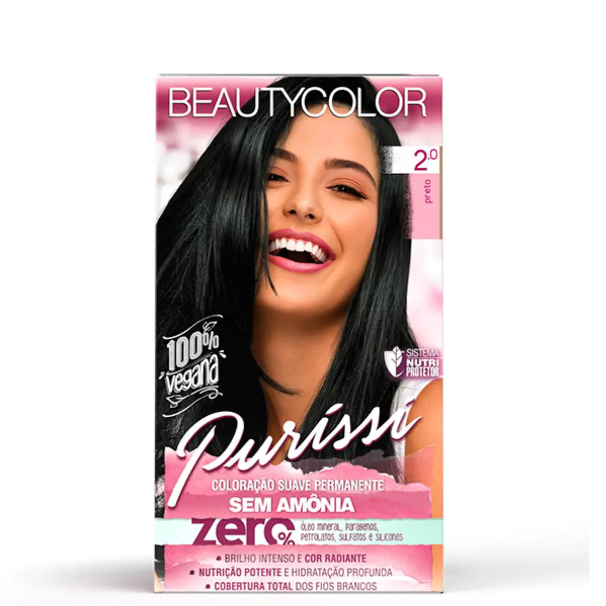 PURISSí COLORAçãO SUAVE PERMANENTE SEM AMôNIA 2.0 PRETO BEAUTYCOLOR