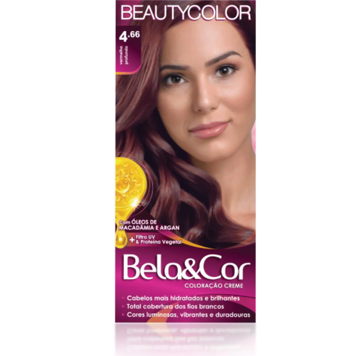 TINTA PARA CABELO TOM 4.66 VERMELHO PROFUNDO COLORAçãO KIT BELA&COR TODAS AS CORES