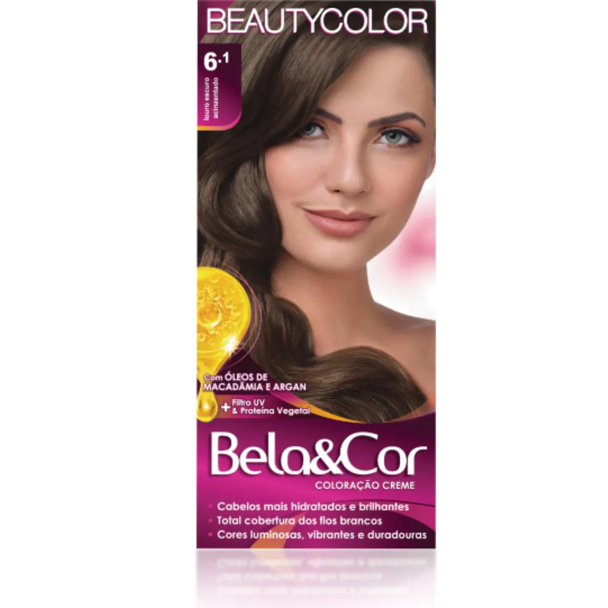 TINTA PARA CABELO TOM 6.1 LOURO ESCURO ACIZENTADO COLORAçãO KIT BELA&COR TODAS AS CORES
