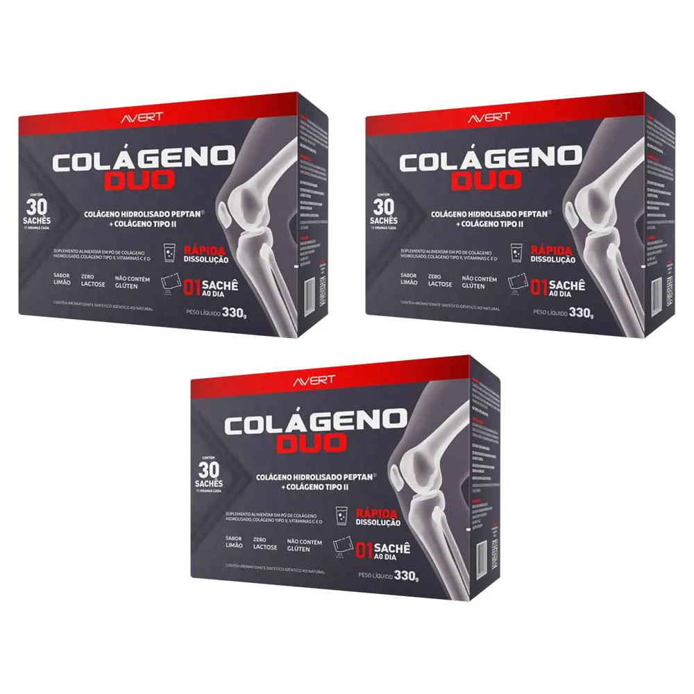 KIT 3 SUPLEMENTO COLáGENO DUO 30 SACHêS - AVERT