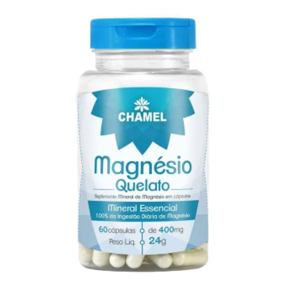 MAGNéSIO QUELATO 60 CáPSULAS DE 400MG CHAMEL
