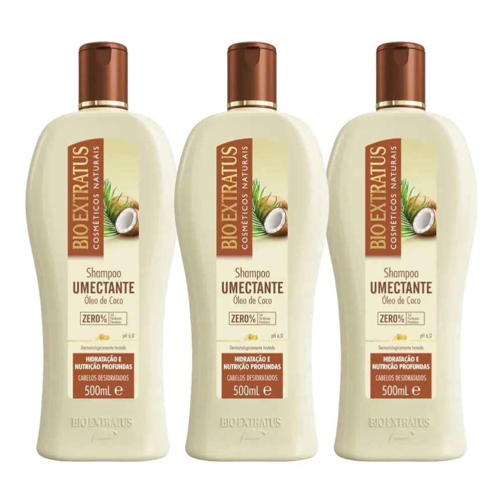 Kit Shampoo Vegano Bio Extratus Brilho Natural Umectante Umectação 500ml