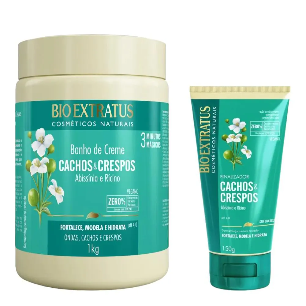 KIT CACHOS CRESPOS FINALIZAçãO CAPILAR 1 BANHO DE CREME 1KG 1 FINALIZADOR 150ML