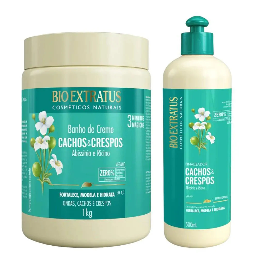KIT CACHOS CRESPOS FINALIZAçãO CAPILAR 1 BANHO DE CREME 1KG 1 FINALIZADOR 500ML