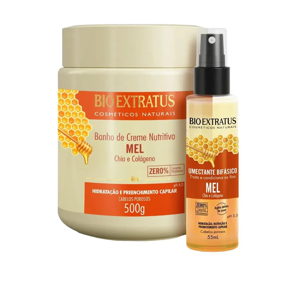 KIT MEL HIDRATAçãO E CONTROLE DE POROSIDADE 1 BANHO DE CREME 500ML 1 FIX DOSE