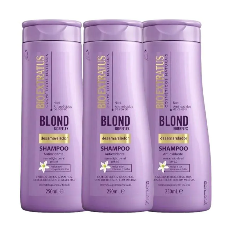 KIT 3 SHAMPOO DESAMARELADOR BLOND BIOREFLEX 250 ML BIO EXTRATUS