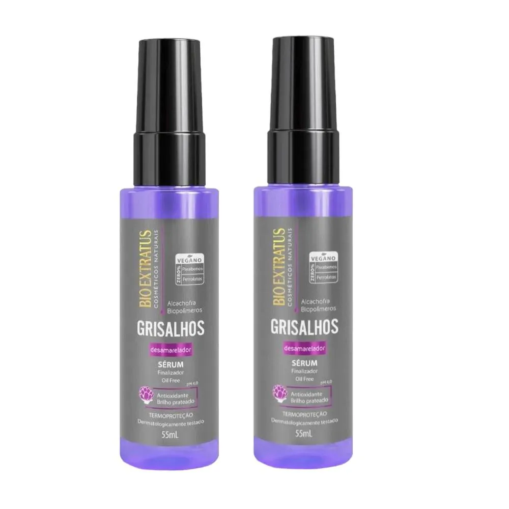 KIT 2 SERUM FINALIZADOR CABELOS GRISALHOS 55ML BIO EXTRATUS
