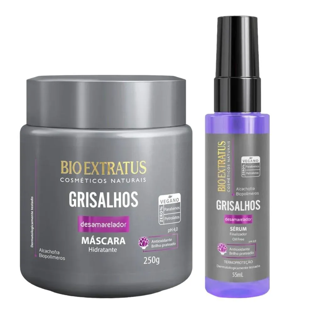 KIT GRISALHOS FINALIZAçãO CAPILAR 1 MáSCARA 250ML 1 SERUM FINALIZADOR 55ML